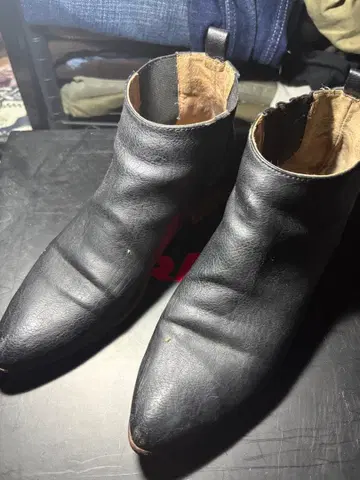 블랙 가죽 사이드 고어 부츠