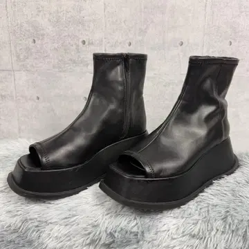 JEANASIS 오픈토 통굽 부츠 사이드 지퍼 블랙 M