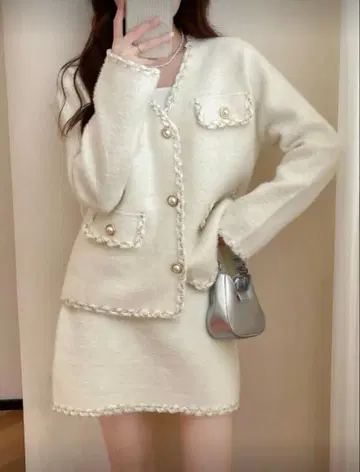 아이보리 니트 셋업 스커트