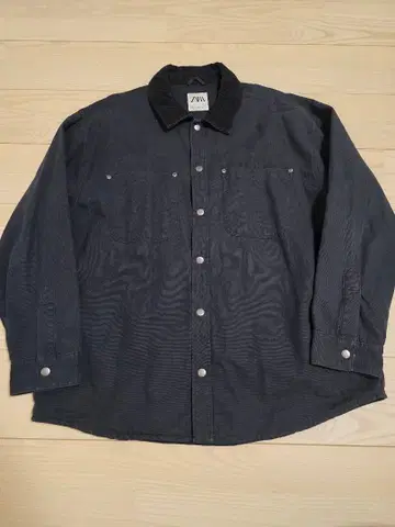 ZARA 옷깃 코듀로이 셔츠 자켓 헌팅 워크 L 블랙