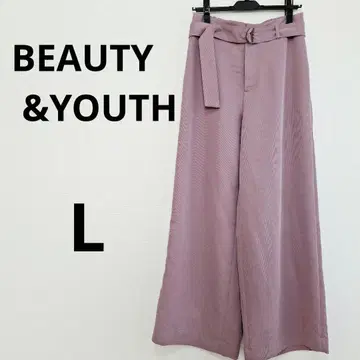 BEAUTY&YOUTH 와이드 팬츠 L 라벤더 벨트 포함