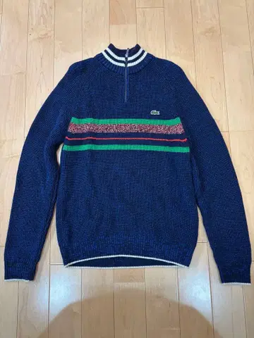Lacoste 네이비 스트라이프 니트 스웨터