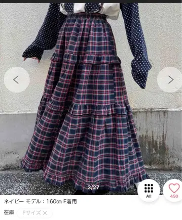 WC 체크 무늬 티어드 롱 스커트 새상품 택 포함