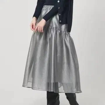 [ 새상품 ] 스켈레톤 샤인 자카드 스커트 워셔블 S