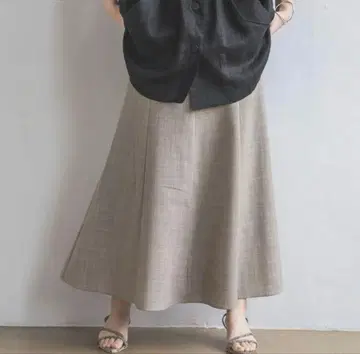 A part by 세미 플레어 스커트 플레어 스커트 체크 그레이