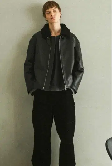 OPENING ACT 천연 가죽 리얼 가죽 무스탕 하이넥 자켓