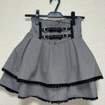LIZLISA 3단 리본 치마바지 하운드투스 체크 패턴