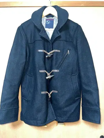 네이비 더플 코트 사이드 지퍼 부착