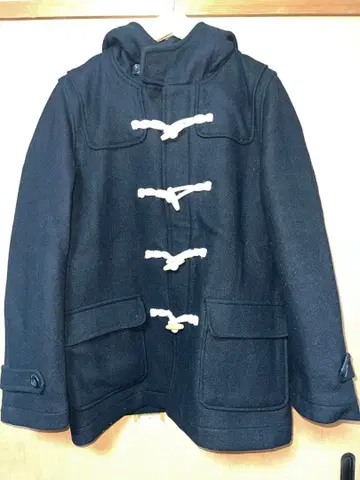 네이비 더플 코트 후드 부착