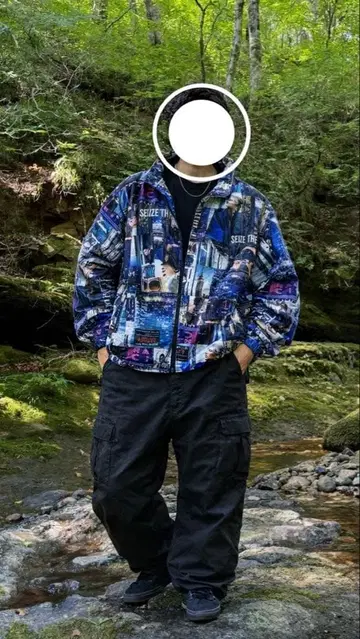 나일론 자켓 L 사이즈 남성용 사이버 펑크풍