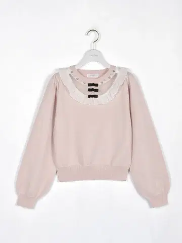 evelyn 쉬폰 프릴 니트 핑크