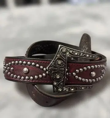 정품 스터드 스터드 벨트 00s 빈티지 천연 가죽 archive