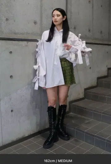 jouetie 리본 슬리브 BIG 스트라이프 셔츠