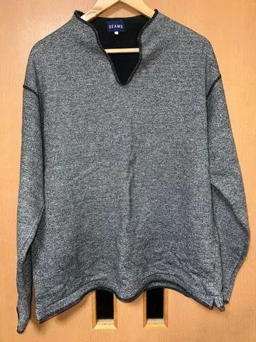 BEAMS 그레이 하프 지퍼 스웨터 L 사이즈