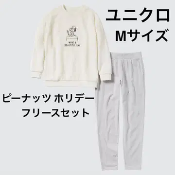 유니클로 피넛 홀리데이 플리스 스누피 룸웨어 파자마 M