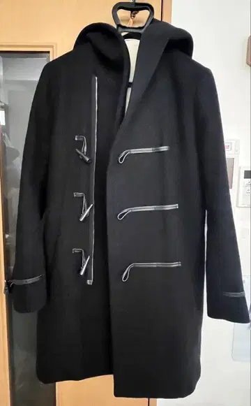 블랙 더플 코트 사이즈 2 후드 부착