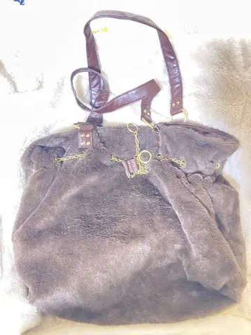 브라운 퍼 핸드백