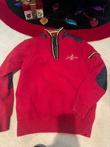 [Alpine Club] 하프 지퍼 니트 안감 부착 방풍 스위스 빨간색