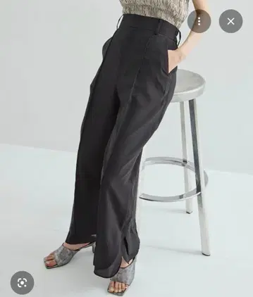 STUDIOUS 시어 레이어드 팬츠 블랙