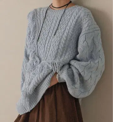 로리즈팜 케이블 프린지 LONG 기장 블루