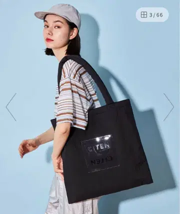 [CITEN] 패디드 클리어 로고 토트백 블랙