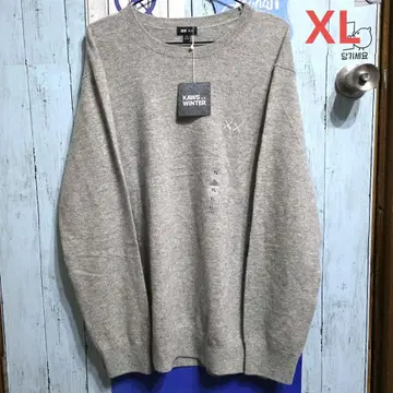 유니클로 kaws 캐시미어 크루넥 스웨터 그레이 xl