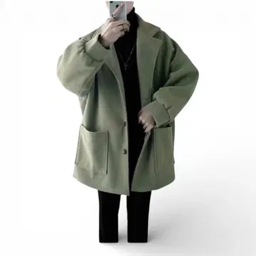 새상품 XL 빅 실루엣 체스터 코트 그린