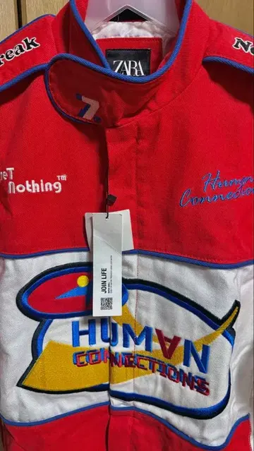 Zara 빨흰 점퍼 레이싱 자켓 - 짧은 기장