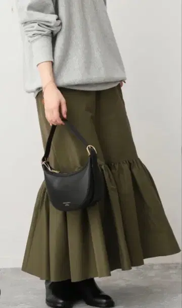 SLOBE IENA 카키 캉캉 스커트 36