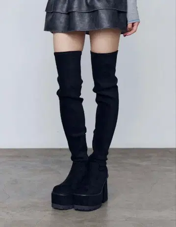 2켤레 세트! 블랙 니하이 부츠, 무릎 아래 니하이 부츠