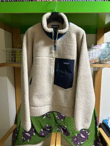 patagonia 플리스 자켓 M 베이지/네이비