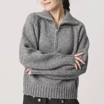 [ 새상품 ] BEAUTY&YOUTH 울 나일론 하프 지퍼 니트
