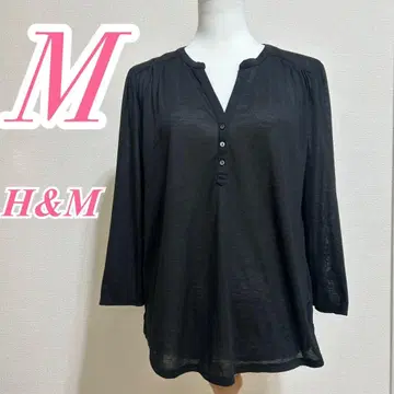 H&M 블랙 티셔츠 M 사이즈 시어 스키퍼 오피스 캐주얼