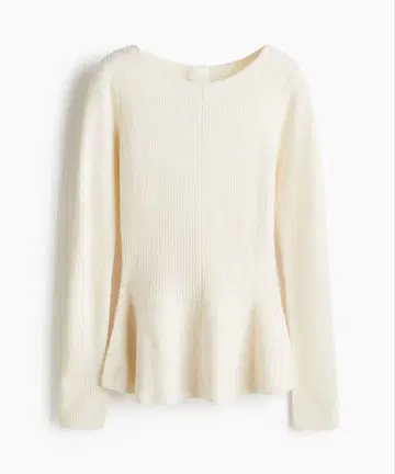 H&M 리브 니트 페플럼 상의 크림