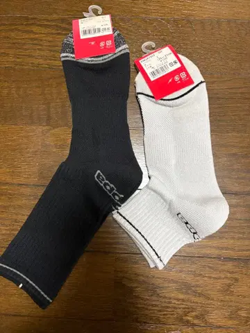 Bodega 숏 삭스 25~27cm 블랙 화이트 2족 세트