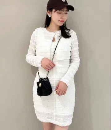 snidel 가디건 세트 컷 레이스 원피스