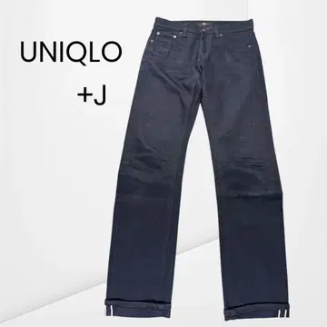 [ 유니클로+J ] 셀비지 스트레이트 청바지 스트레치 깔끔한 M
