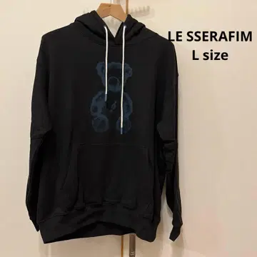 시착만 한 상품 택 포함 LE SSERAFIM 곰 후드티 블랙 L 사이즈