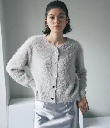 숏 샤기 니트 가디건