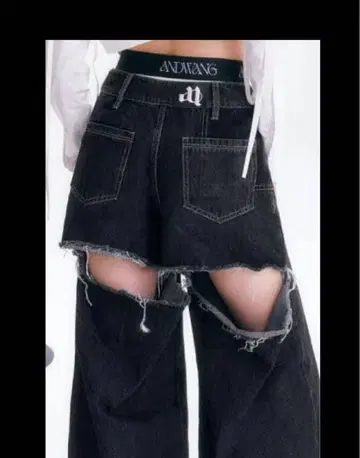 ANDIWANG 블랙 데님 팬츠