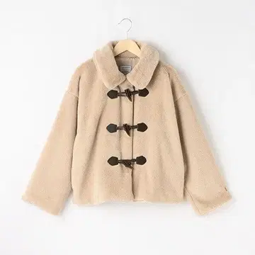 베이지 플리스 더플 코트 자켓