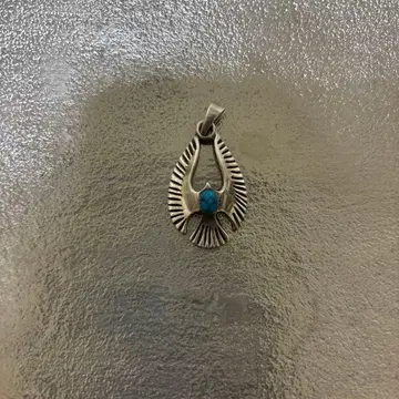 터콰이즈 장식 독수리 디자인 실버 펜던트