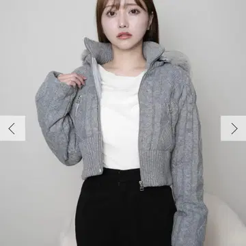 LIPSERVICE 웜 케이블 니트 패딩 자켓 아이보리 아우터