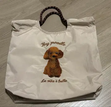 애니멀 토이 푸들 자수 토트백