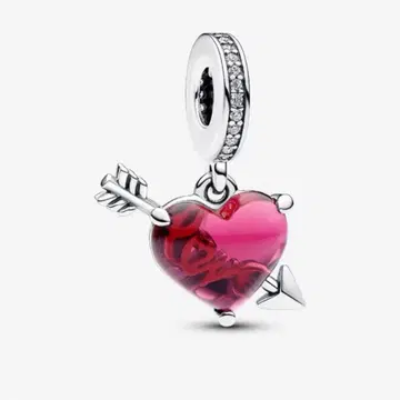 판도라 Red Heart & Arrow Murano Glass