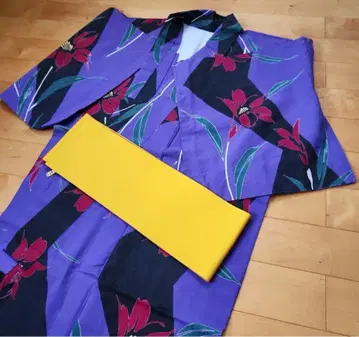 유카타 오비 일본 나막신 세트 보라색