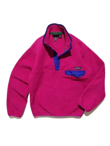 [하자 있음] 90s 빈티지 파타고니아 플리스 스냅T 라즈베리