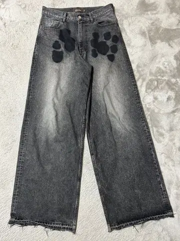 와이드 레그 데님 팬츠 블랙