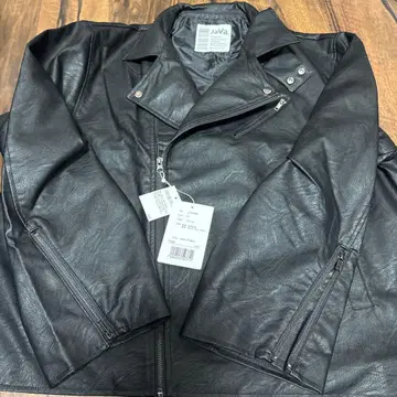 JaVa 블랙 인조 가죽 라이더 자켓 XL