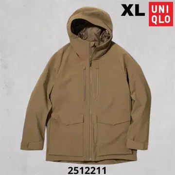 유니클로 하이브리드 타운 후드티 3D 컷 브라운